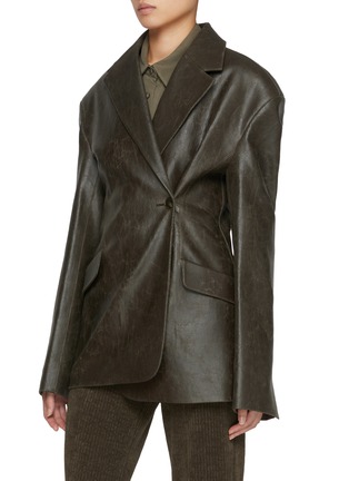 Detail View - Click To Enlarge - GIA STUDIOS - Oversized Faux Leather Blazer