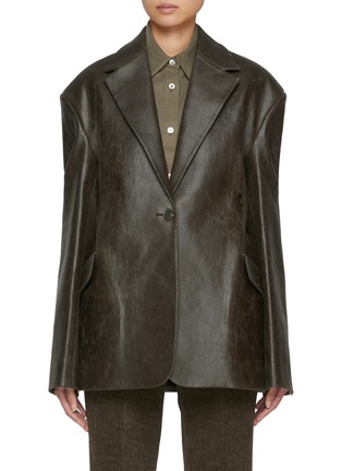 Main View - Click To Enlarge - GIA STUDIOS - Oversized Faux Leather Blazer