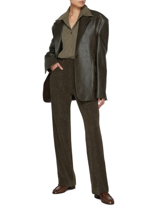 Figure View - Click To Enlarge - GIA STUDIOS - Oversized Faux Leather Blazer