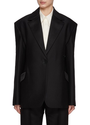 Main View - Click To Enlarge - GIA STUDIOS - Oversized Notch Lapel Wool Silk Blazer