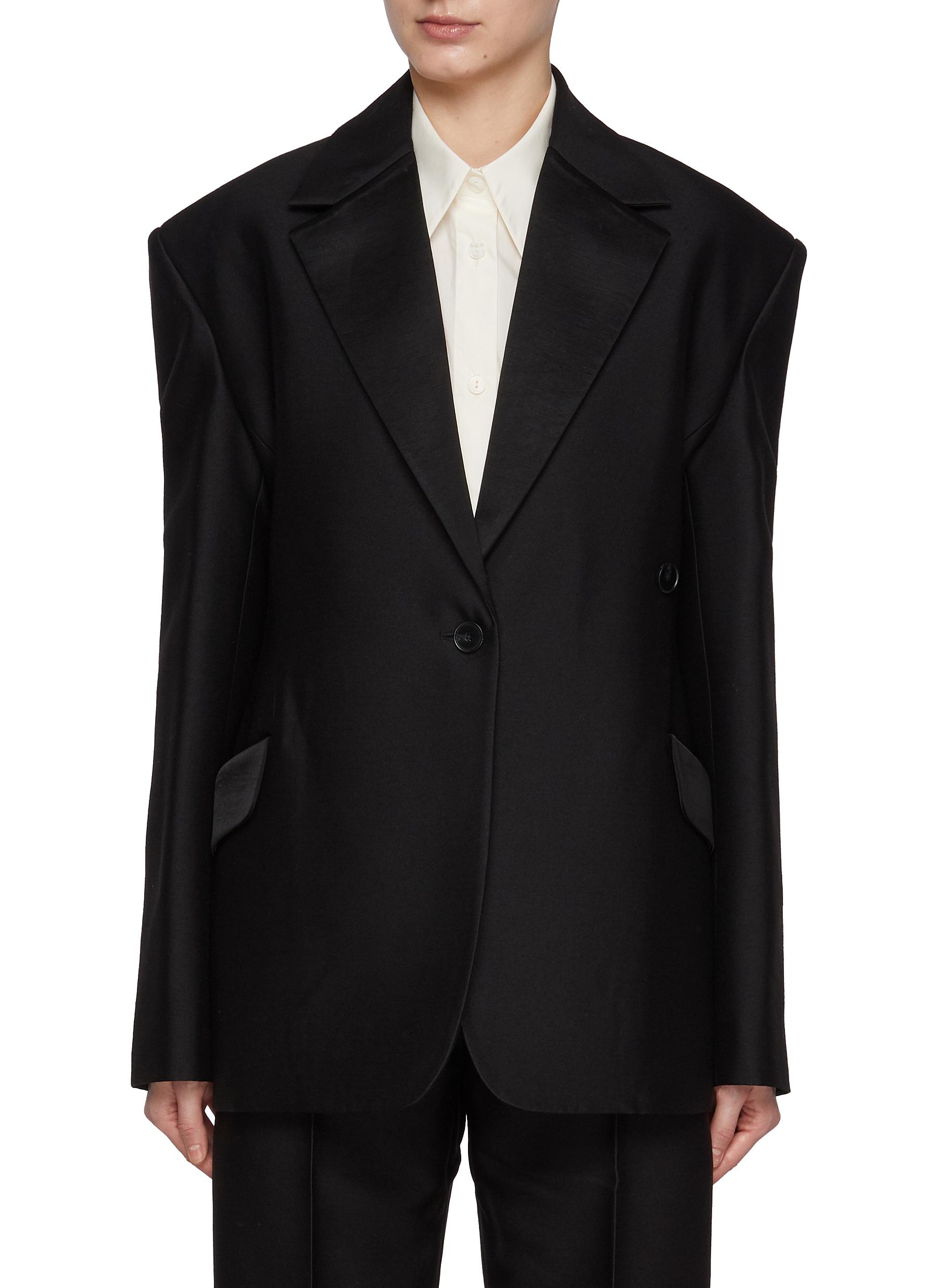 GIA STUDIOS | Oversized Notch Lapel Wool Silk Blazer | Women | Lane Crawford