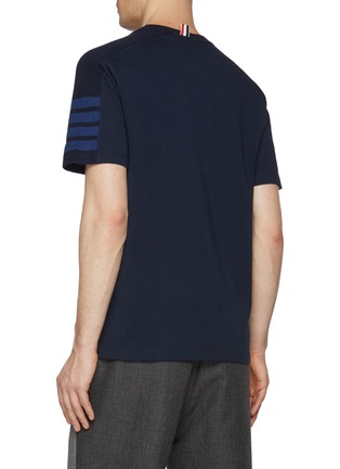 Back View - Click To Enlarge - THOM BROWNE  - 4 Bar Sleeve Cotton T-Shirt