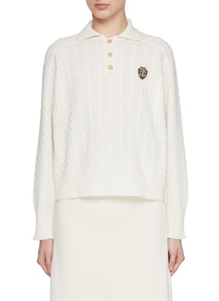 Main View - Click To Enlarge - BRUNELLO CUCINELLI - Cable Cashmere Knit Polo Sweater