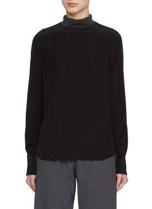 Main View - Click To Enlarge - BRUNELLO CUCINELLI - Monili Collar Silk Blouse