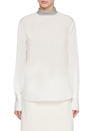 Main View - Click To Enlarge - BRUNELLO CUCINELLI - Monili Collar Silk Blouse