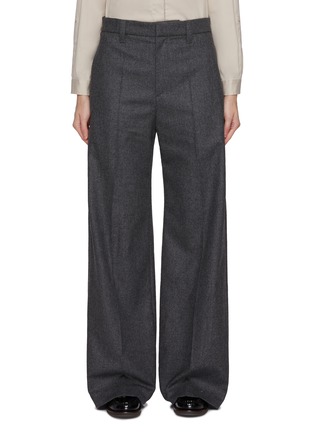 Main View - Click To Enlarge - BRUNELLO CUCINELLI - Half Elastic Waist Flannel Wool Trousers