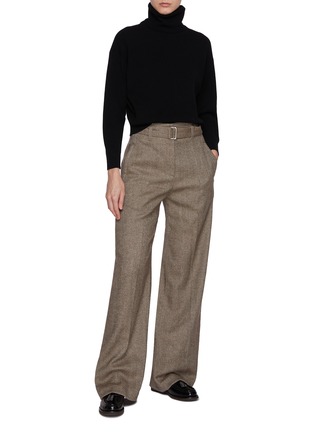 Figure View - Click To Enlarge - BRUNELLO CUCINELLI - Belted Herringbone Trousers