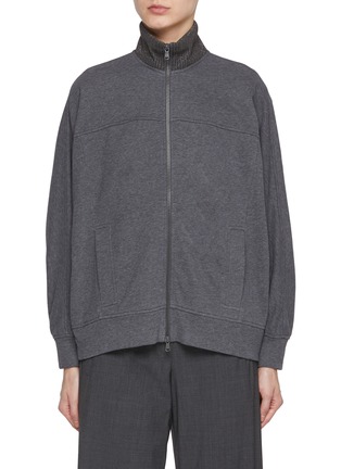 Main View - Click To Enlarge - BRUNELLO CUCINELLI - Monili Collar Zip Up Cotton Jacket