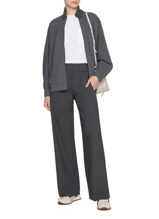 Figure View - Click To Enlarge - BRUNELLO CUCINELLI - Monili Collar Zip Up Cotton Jacket