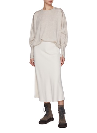 Figure View - Click To Enlarge - BRUNELLO CUCINELLI - Monili Sleeve Piping Cashmere Silk Sweater