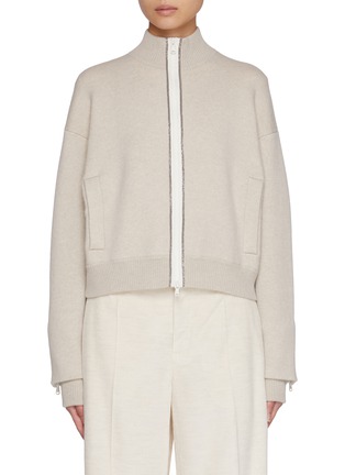 Main View - Click To Enlarge - BRUNELLO CUCINELLI - Monili Embellished Zip Up Knit Cardigan