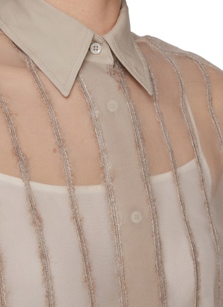  - BRUNELLO CUCINELLI - Sheer Sequin Striped Silk Shirt