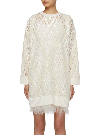 Main View - Click To Enlarge - BRUNELLO CUCINELLI - Sequin Argyle Cashmere Dress