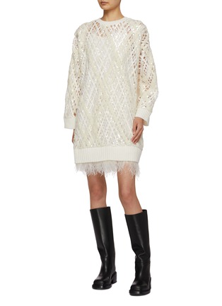 Figure View - Click To Enlarge - BRUNELLO CUCINELLI - Sequin Argyle Cashmere Dress