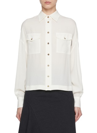 Main View - Click To Enlarge - BRUNELLO CUCINELLI - Monili Chest Pocket Silk Blouson Shirt