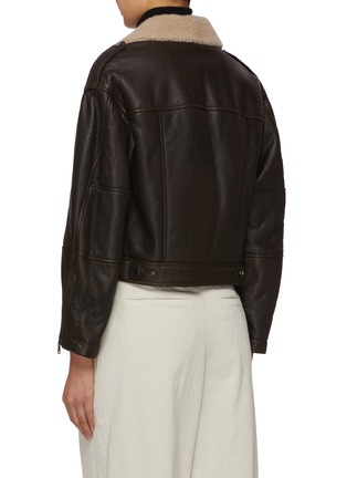 Back View - Click To Enlarge - BRUNELLO CUCINELLI - Cropped Shearling Aviator Jacket