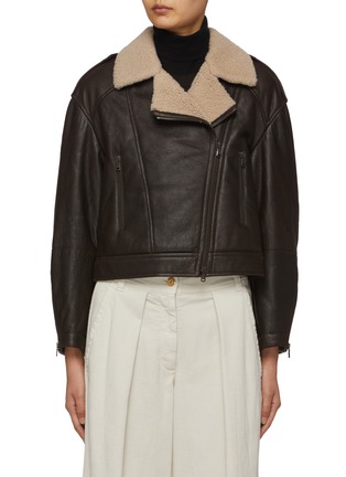 Main View - Click To Enlarge - BRUNELLO CUCINELLI - Cropped Shearling Aviator Jacket
