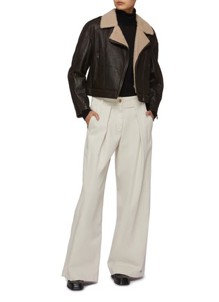 Figure View - Click To Enlarge - BRUNELLO CUCINELLI - Cropped Shearling Aviator Jacket