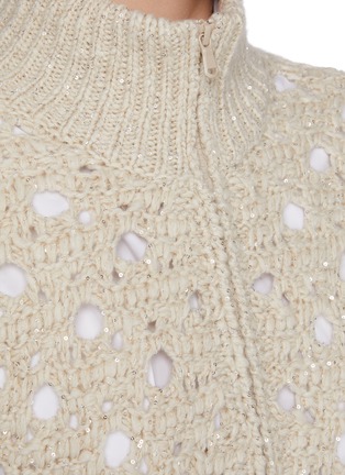  - BRUNELLO CUCINELLI - Open Knit Zip Up Sequin Cardigan