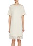 Main View - Click To Enlarge - BRUNELLO CUCINELLI - Feather Hem Cady Satin Shift Dress