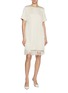 Figure View - Click To Enlarge - BRUNELLO CUCINELLI - Feather Hem Cady Satin Shift Dress