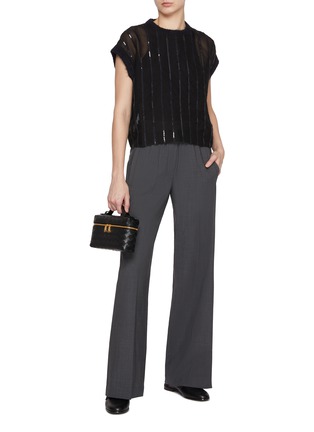 Figure View - Click To Enlarge - BRUNELLO CUCINELLI - Monili Waistband Virgin Wool Blend Pants