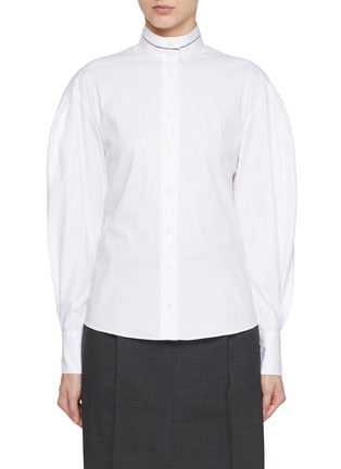 Main View - Click To Enlarge - BRUNELLO CUCINELLI - Monili Mandarin Collar Puff Sleeves Shirt