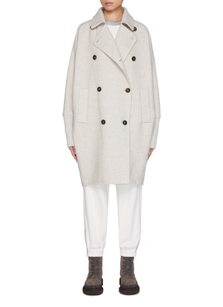 Main View - Click To Enlarge - BRUNELLO CUCINELLI - Double Breasted Cashmere Cotton Coat