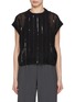 Main View - Click To Enlarge - BRUNELLO CUCINELLI - Paillettes Stripes Cap Sleeves Silk Chiffon Top