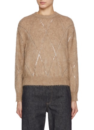 Main View - Click To Enlarge - BRUNELLO CUCINELLI - Sequin Argyle Sweater