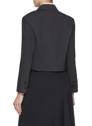 Back View - Click To Enlarge - BRUNELLO CUCINELLI - Cropped Double Breasted Virgin Wool Blend Blazer