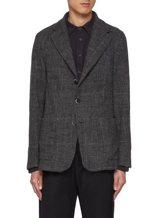 Main View - Click To Enlarge - BARENA - Single Breasted Notch Lapel Checkered Wool Blazer