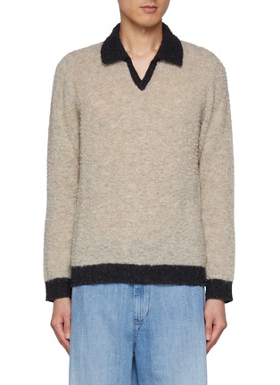 Main View - Click To Enlarge - BARENA - Open Collar Virgin Wool Sweatshirt