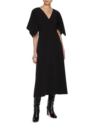 Figure View - Click To Enlarge - ST. JOHN - V-Neck Cady Midi Dress