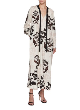 Figure View - Click To Enlarge - ST. JOHN - Floral Jacquard Maxi Dress