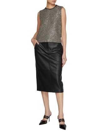 Figure View - Click To Enlarge - ST. JOHN - Leather Pencil Skirt