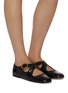 Figure View - Click To Enlarge - SAM EDELMAN - Anna Criss Cross Leather Ballerina Flats