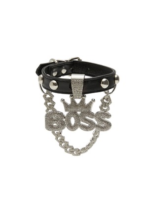 Main View - Click To Enlarge - VENNA - Medium Boss Pet Collar — Black/Silver