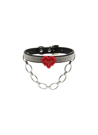 Main View - Click To Enlarge - VENNA - Small Heart Chain Pet Collar — Black/Silver