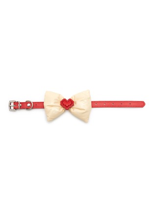 Detail View - Click To Enlarge - VENNA - Medium Puffy Bow Heart Pet Collar — Ivory