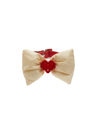 Main View - Click To Enlarge - VENNA - Medium Puffy Bow Heart Pet Collar — Ivory