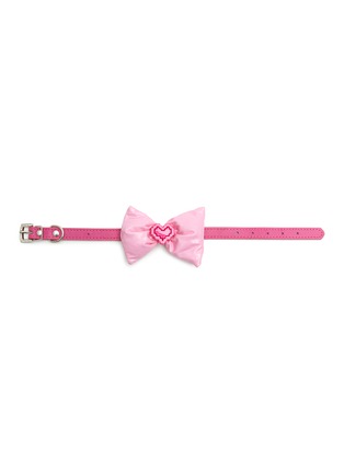 Detail View - Click To Enlarge - VENNA - Small Puffy Bow Heart Pet Collar — Pink