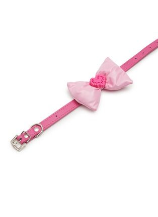 Detail View - Click To Enlarge - VENNA - Small Puffy Bow Heart Pet Collar — Pink