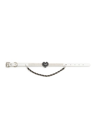 Detail View - Click To Enlarge - VENNA - Extra Small Heart Chain Pet Collar — White/Silver