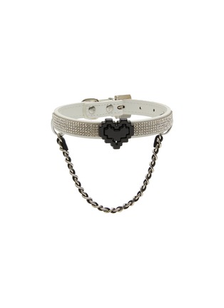 Main View - Click To Enlarge - VENNA - Extra Small Heart Chain Pet Collar — White/Silver