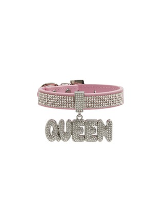 Main View - Click To Enlarge - VENNA - Small Queen Pet Collar — Pink/Silver