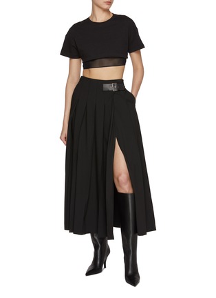 Figure View - Click To Enlarge - MO&CO. - Buckled Strap Long Flare Skirt