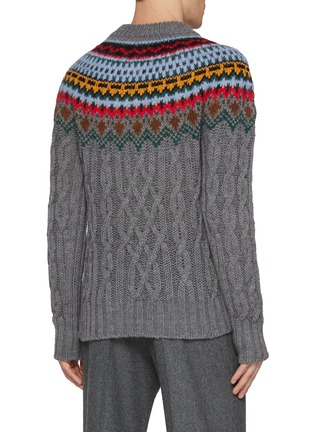 Back View - Click To Enlarge - MONCLER - Virgin Wool Fairisle Cable Knit Sweater