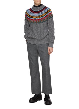 Figure View - Click To Enlarge - MONCLER - Virgin Wool Fairisle Cable Knit Sweater