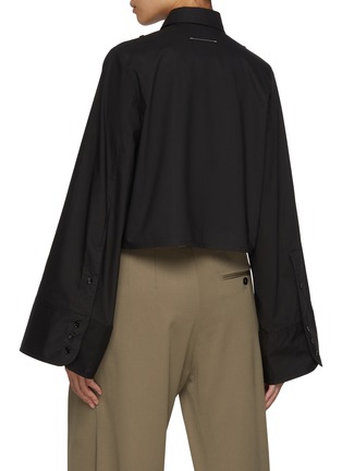 Back View - Click To Enlarge - MM6 MAISON MARGIELA - Cropped Cotton Poplin Shirt